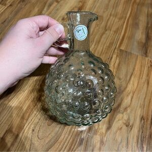 Amici‎ 100% Handmade Recycled Glass Hobnail Pouring Jug Pitcher 8” Tall Retro